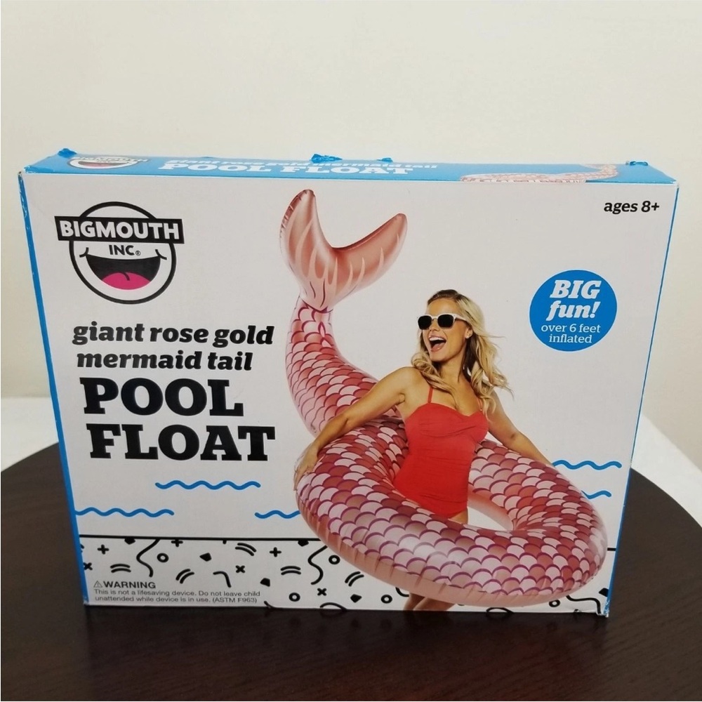 NWT BigMouth Mermaid Tail Inflatable Pool Float Rose Gold Giant no box
